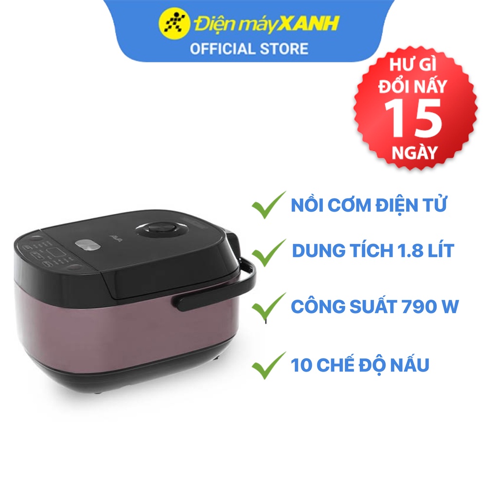 [Mã ELHADEV giảm 4% đơn 300K] Nồi cơm điện tử Ava TP40-CT01E 1.8 lít 790 W lòng nồi chống dính - Chính hãng BH 12 tháng