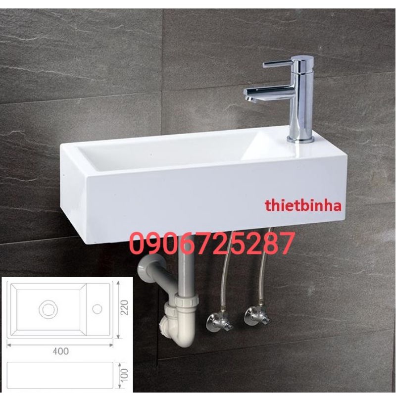 Lavabo vuông siêu nhỏ mini, chậu rửa mặt dùng cho không gian chật hẹp