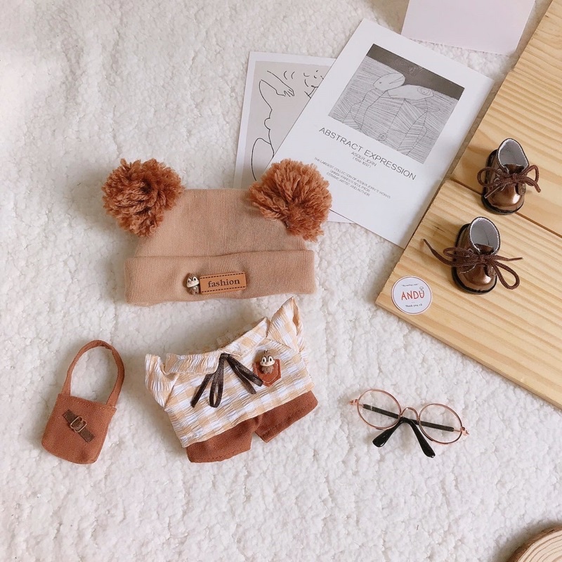 Set outfit  Gấu Nâu Fashion quần áo cho doll 10cm 15cm 20cm , búp bê