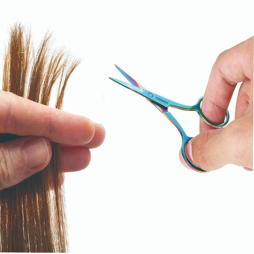 Kéo mũi nhọn cắt tỉa lông mũi/ lông mày/ lông mi/ lông mặt trang điểm tiện lợi bằng inox nhiều màu