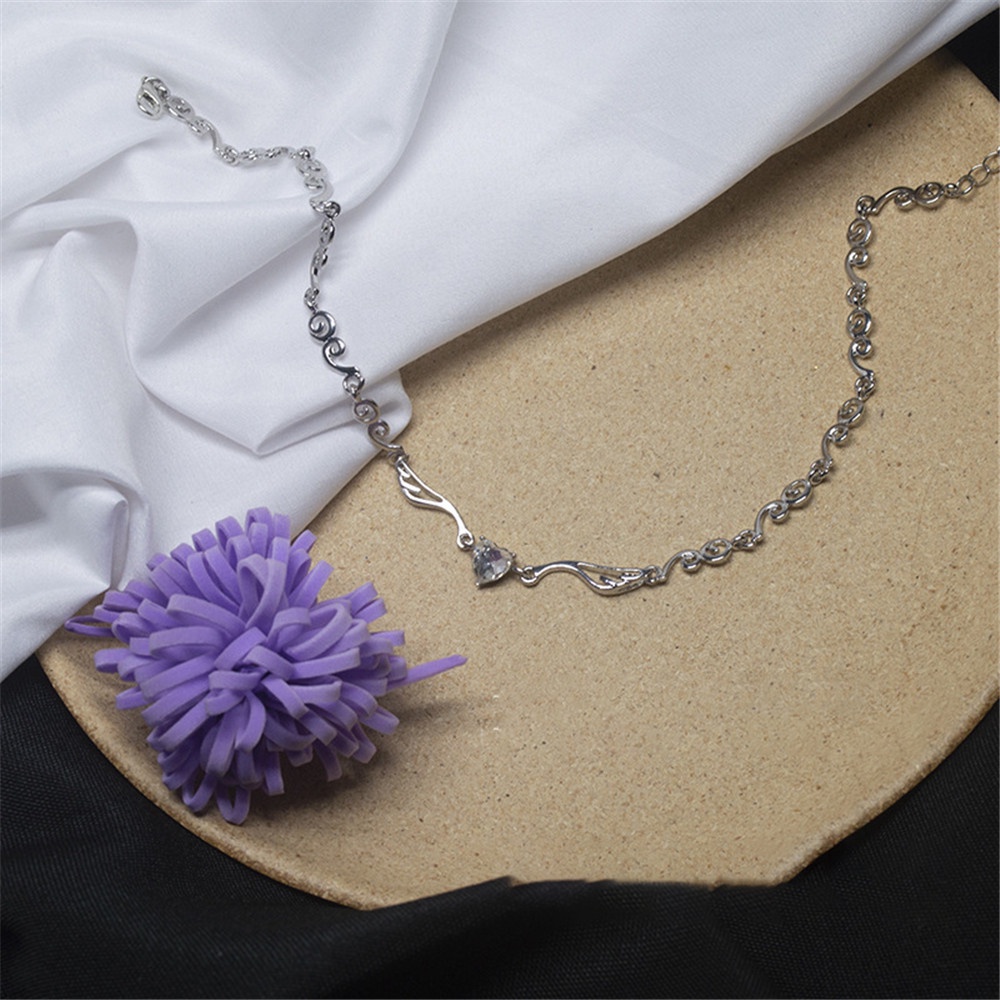 Vòng Cổ Choker Mặt Hình Cánh Thiên Thần Trái Tim Đính Kim Cương Giả Phong Cách Cổ Điển Thời Trang Dành Cho Nữ