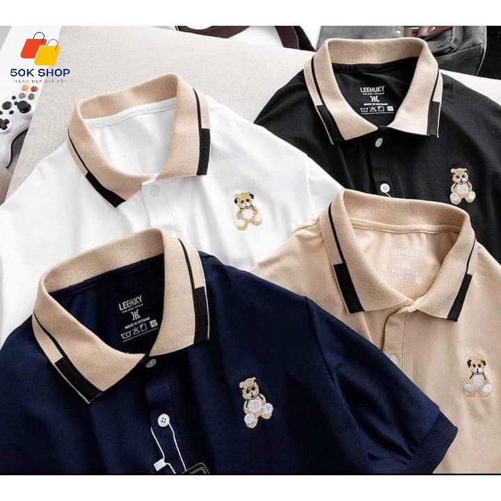 Áo polo nam logo con gấu trẻ trung, áo thun Hidoli bẻ cổ thanh lịch hot nhất chào hè 2022