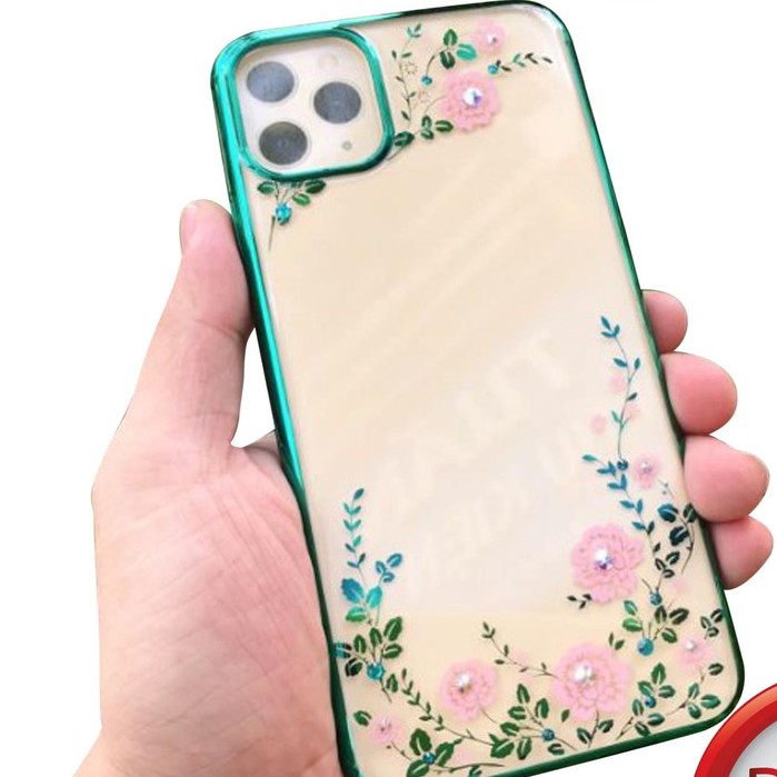 ỐP LƯNG VIỀN MÀU HOA ĐÍNH ĐÁ + CHUỒN CHUỒN KAVARO KINGXBAR iPhone 6 6s 7 8 / plus / X XS XR / 11 12 / MINI / PRO / MAX