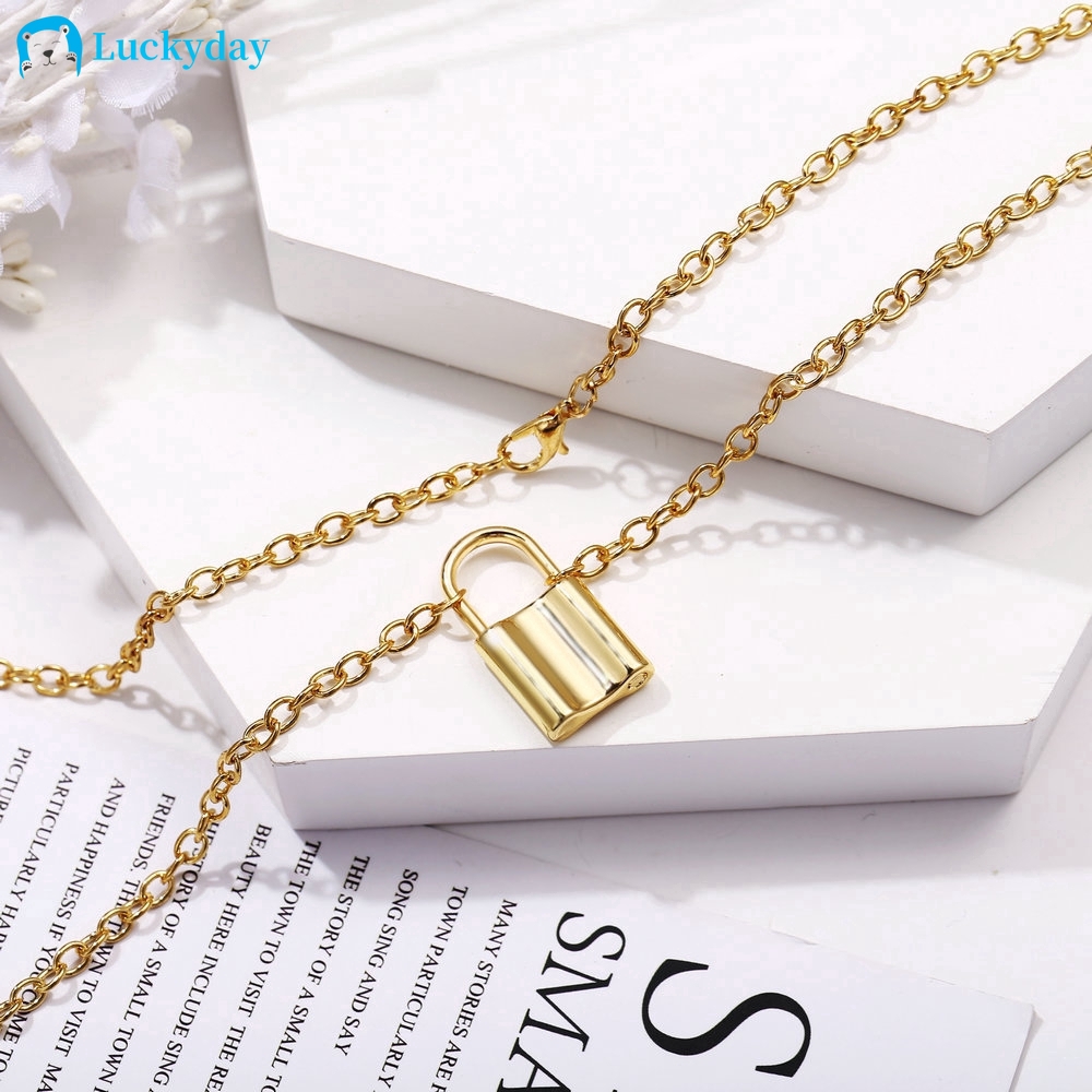 Dây chuyền màu bạc phối mặt hình ổ khóa cổ điển thời trang dành cho nữ