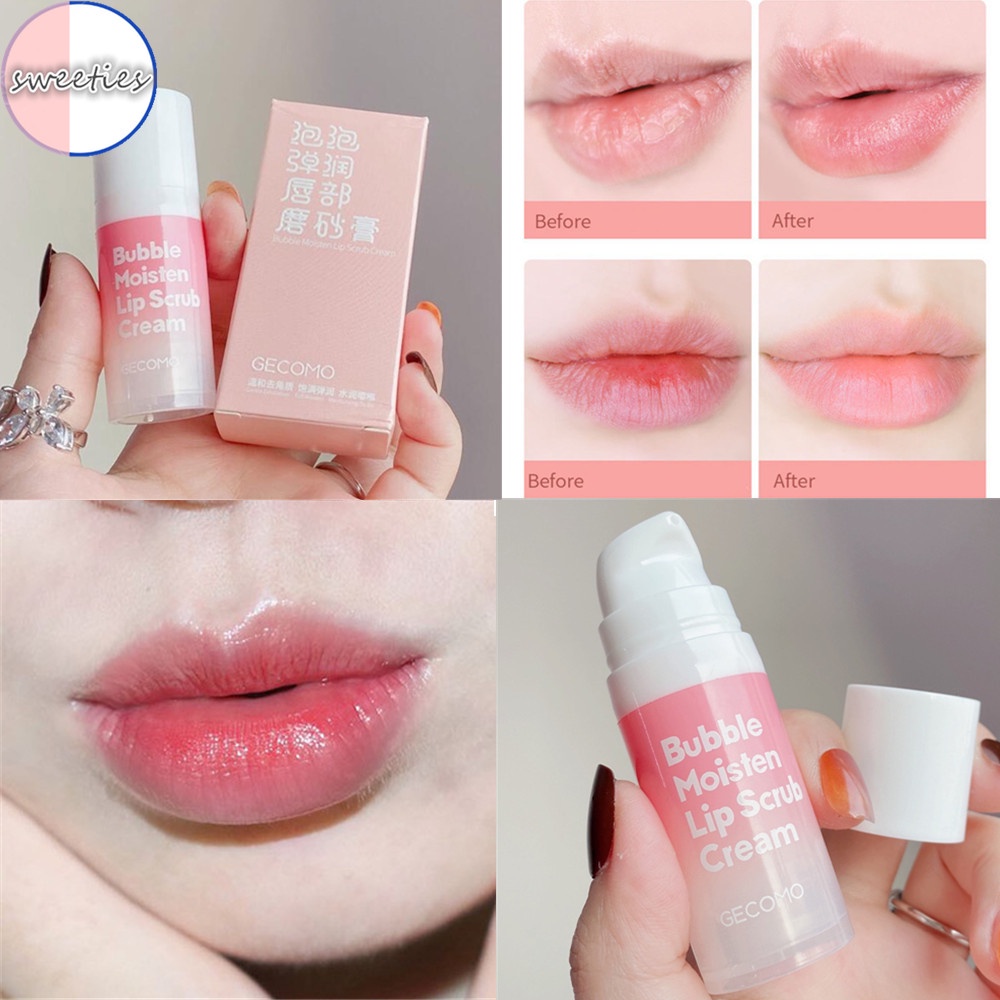 【sweet】1Pcs 12ml woman Pink tube Exfoliating Bubble Lip Scrub Cream Moisten Lip Exfoliator