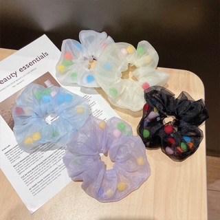 🌈Chun cột tóc Scrunchies cầu vồng mix hạt
