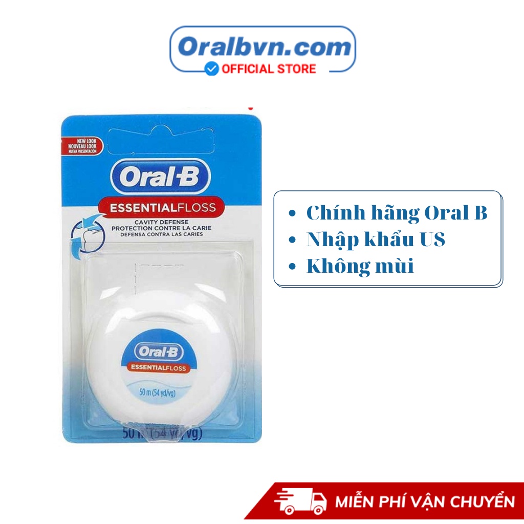 Chỉ Nha Khoa Oral B Essential Floss dài 50m mùi bạc hà chính hãng US