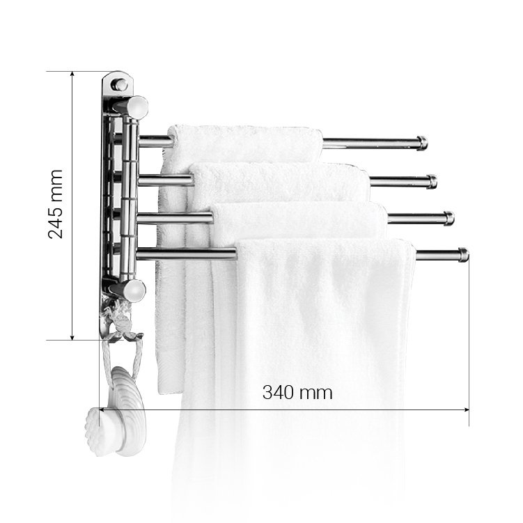 Kệ Treo Khăn GIHOME Inox 304 Khoan Tường, Thanh Treo Khăn Nhà Tắm Đa Năng Xoay 180 Độ