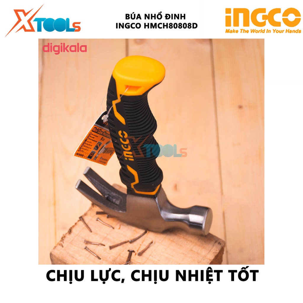 Búa cầm tay ingco HMCH80808D | búa nhổ đinh mini dùng thép cacbon