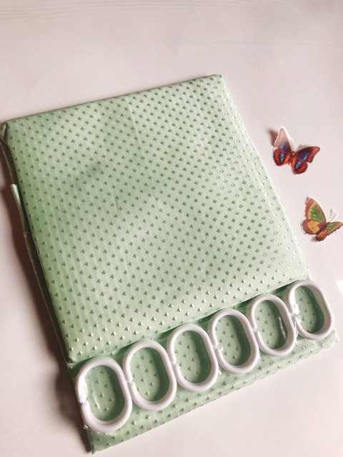 Rèm Phòng Tắm / Rèm Cửa Sổ XANH LÁ BI BÓNG 180cm X 180cm Loại 1( Ảnh + Video thật )