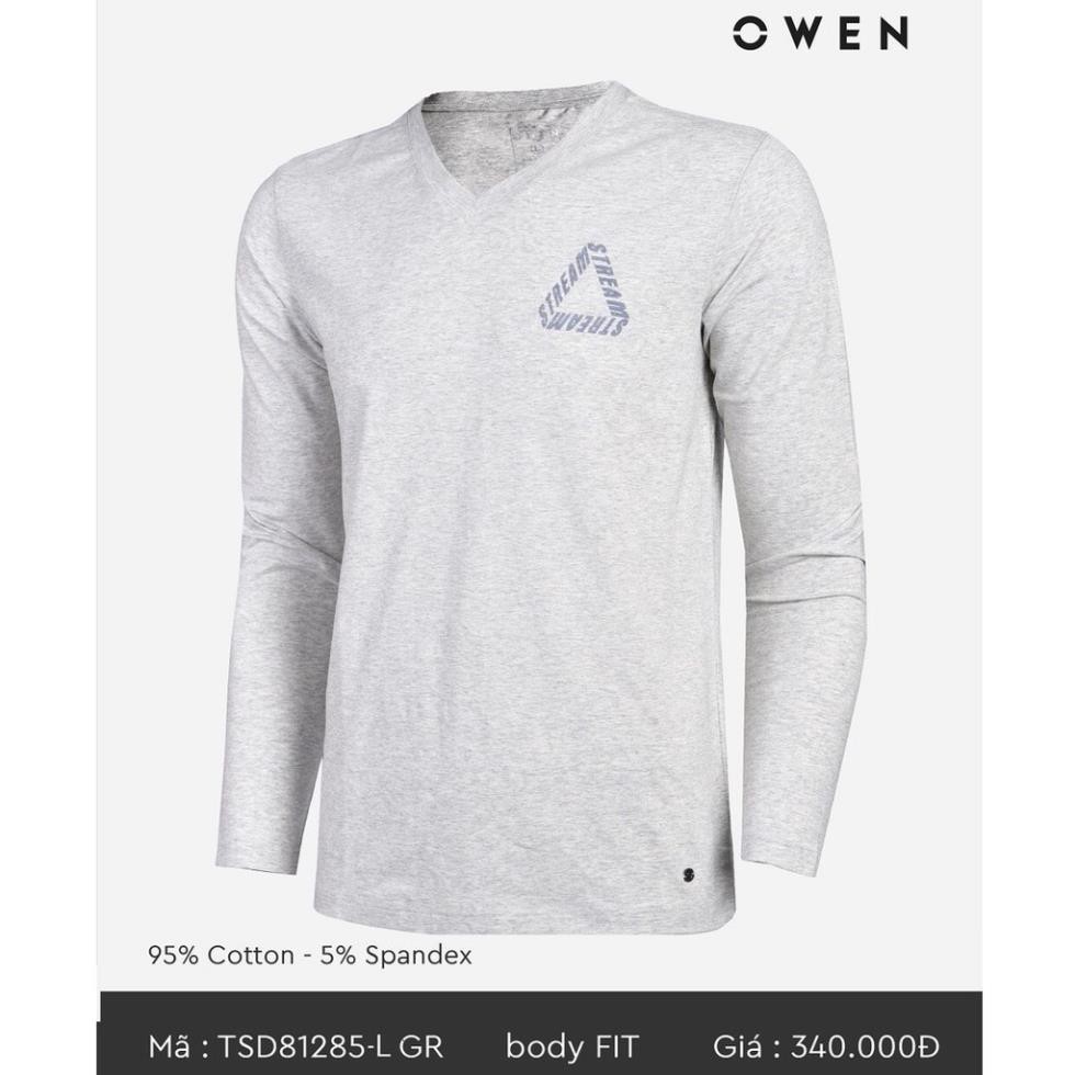 SALE TẾT Xả. (Chính Hãng) 10.10 . OWEN - Áo thun dài tay Owen màu xám TSD 81285 Cực Đẹp .1 !