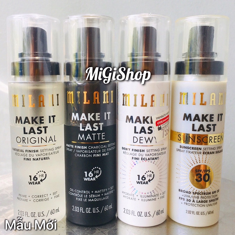 [Hàng Mỹ] Xịt Khoá Nền Giữ Lớp MakeUp Milani Make It Last/ Dewy | BigBuy360 - bigbuy360.vn