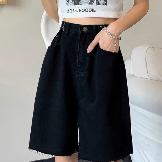 Quần sooc nữ/Quần short ống rộng lưng cao thiết kế nút gài điều chỉnh eo dễ dàng phong cách ulzzang RÔ STORE QS13