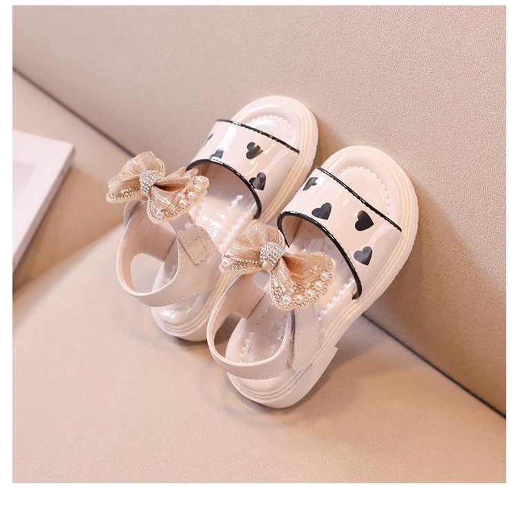 SALE Giày Sandal Nơ Đá Quai Tim Xinh Xắn Phong Cách Hàn Quốc Xinh Xắn Cho Bé