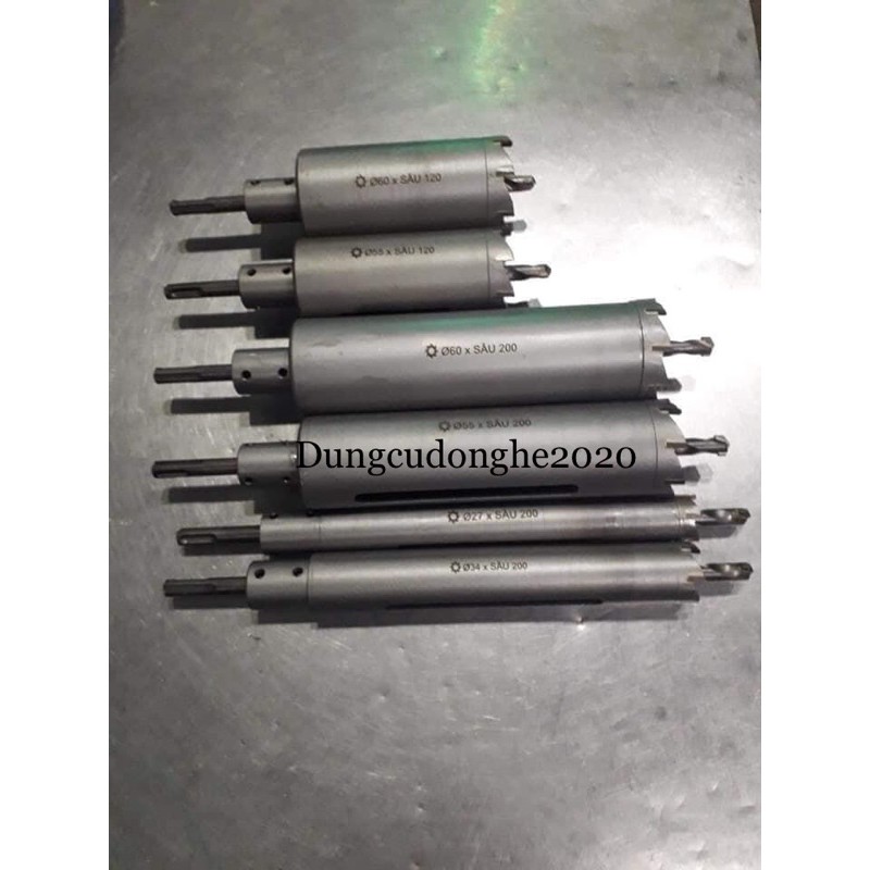 Mũi Khoan Rút Lõi Khoét Lỗ Xuyên Tường 21, 27, 30, 34, 42, 46, 50, 55, 60mm Dài 200mm Thắng Lợi