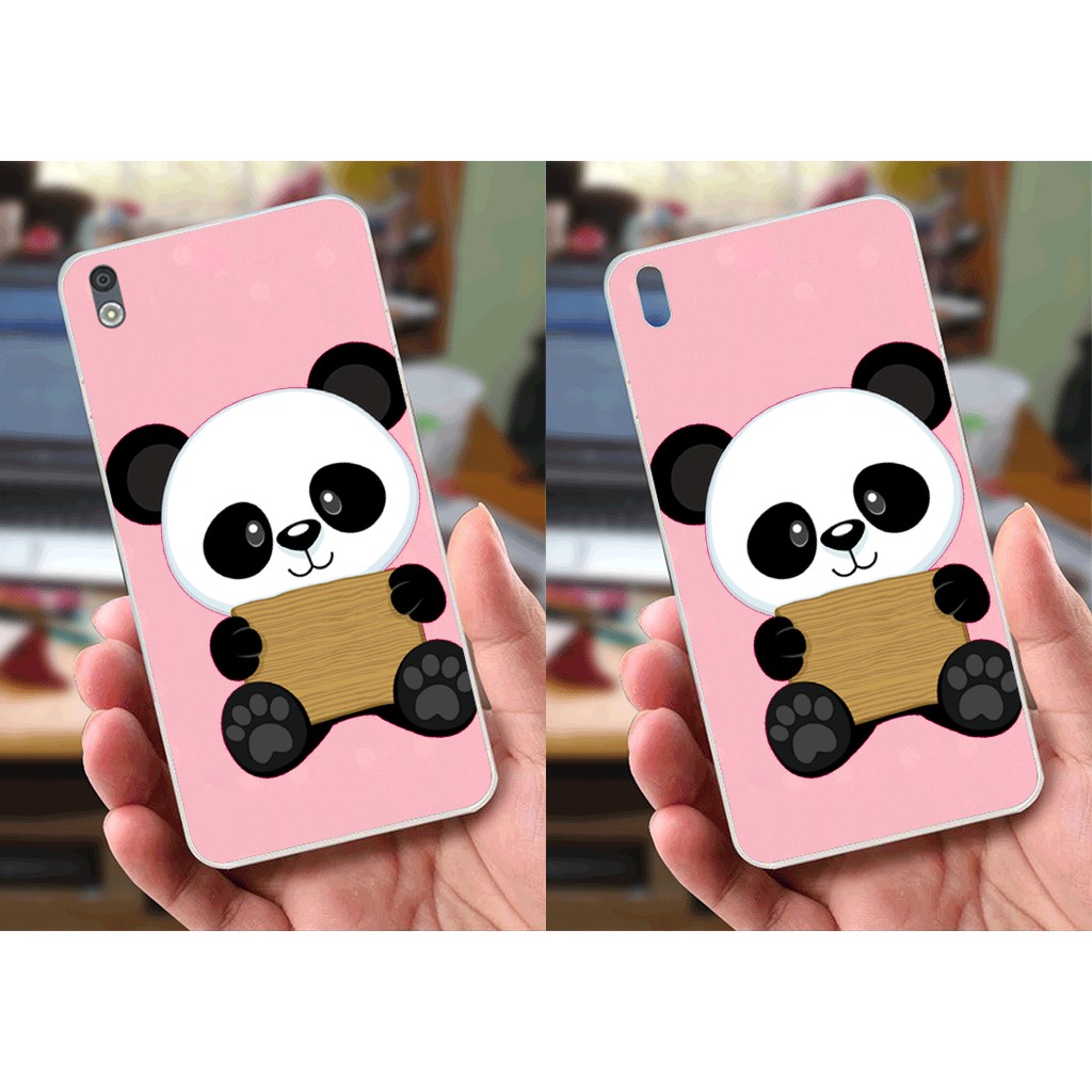 Ốp lưng HTC 816 (dẻo viền trắng trong) - Hinh Gấu Brown, Panda Cực Dễ Thương