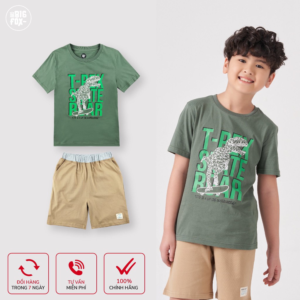 Bộ Bé Trai Size Đại Bigfox, Bộ Đồ Cho Bé Trai Mùa Hè Chất Cotton Hình Khủng Long Size Trẻ Em 3,4,5,6,7,8,9,10,11 tuổi