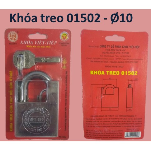 Khóa hợp kim chống cắt Việt Tiệp - 4 chìa - 3 size