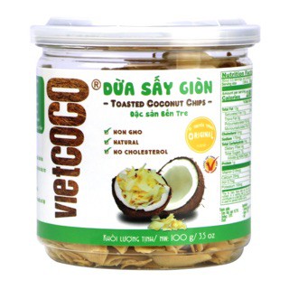 Dừa Sấy Giòn VIETCOCO Snack Dừa Vị Tỏi Ớt Và Nguyên Vị , Dùng Ăn Vặt, Dùng Chung Với Nước Giải Khát, Làm Bánh -Hũ 100gr | BigBuy360 - bigbuy360.vn