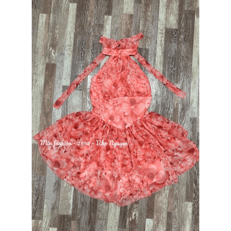 ĐẦM VOAN HOA CÓ MÚT CÓ LÓT QUẦN CỔ YẾM DÁNG NGẮN SIÊU HACK DÁNG UP