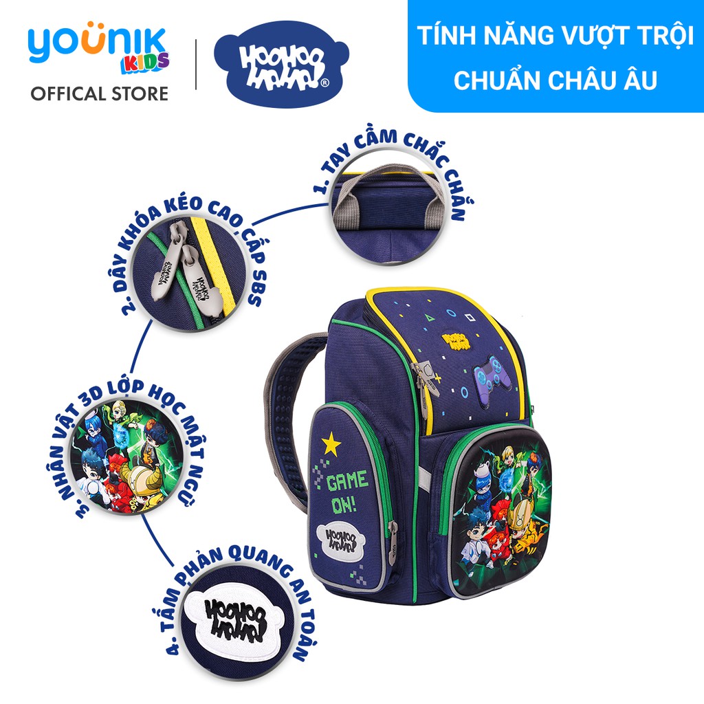 Balo học sinh chống gù cao cấp Lớp Học Mật Ngữ Koola Green Thunder Power HooHooHaHa - bảo hành 12 tháng