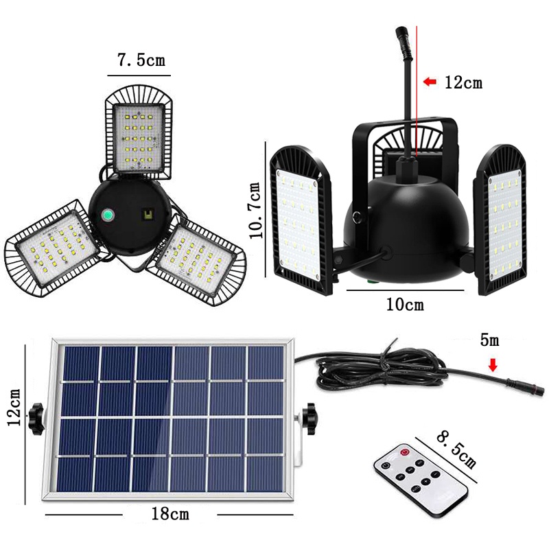 Solar Lights Outdoor 60 LEDs Solar Flood Lights 3 Heads Adjustable