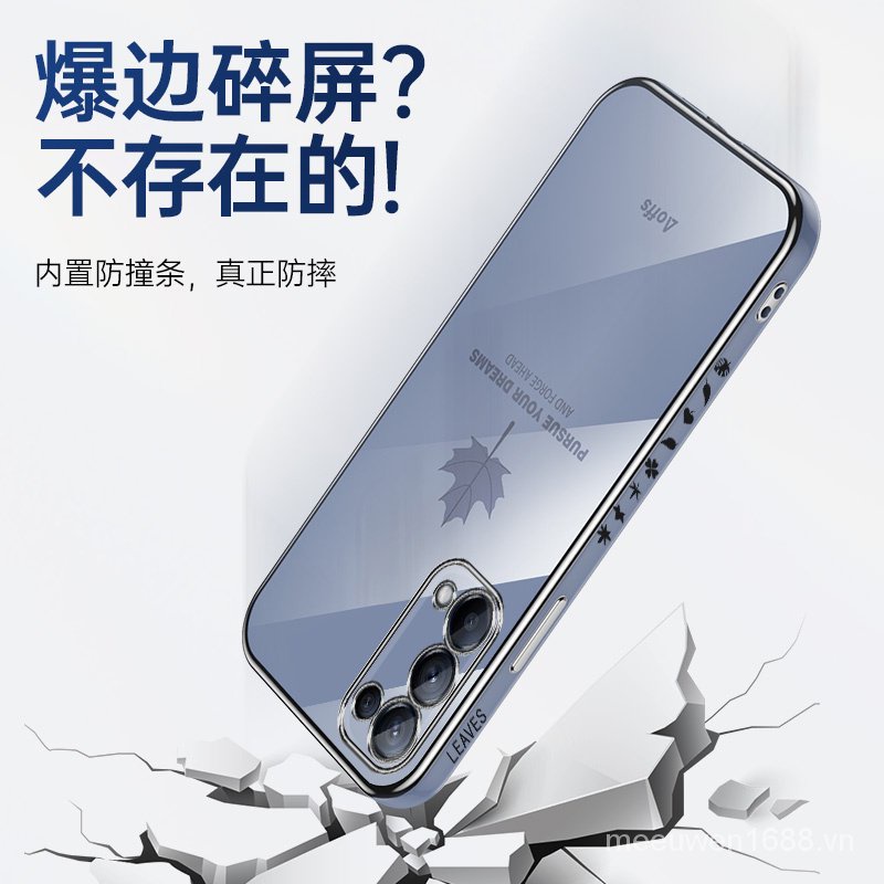 Ốp điện thoại QIANZI FY NpA2 họa tiết lá phong cho Oppo Reno 5 Reno5 Pro