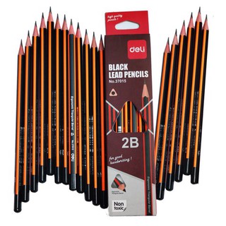 Hộp 12 Chiếc Bút Chì 2B Không Tẩy/ có tẩy Deli 37015/ 37013