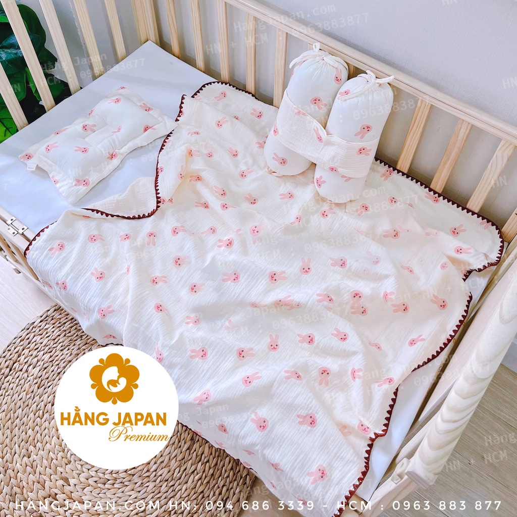 Set chăn kèm gối lõm cho bé Mochee - Làm từ vải xô Muslin cao cấp