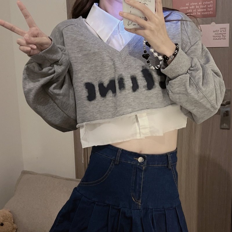 SUXI Áo Sweater Tay Dài Dáng Rộng In Chữ Thời Trang Mùa Thu Dễ Phối Đồ Cho Nữ