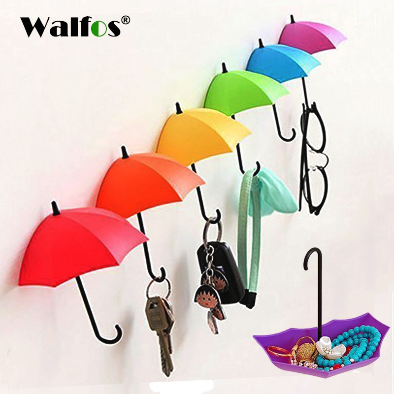 Bộ 3 Móc Treo Chìa Khóa Walfos Gắn Tường Hình Cây Dù Dễ Thương