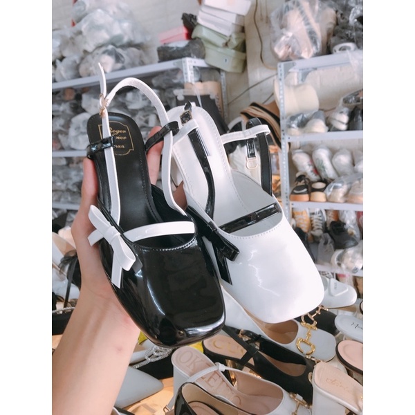 Sandal cao gót Miu Miu nơ nhỏ gót vuông 7p