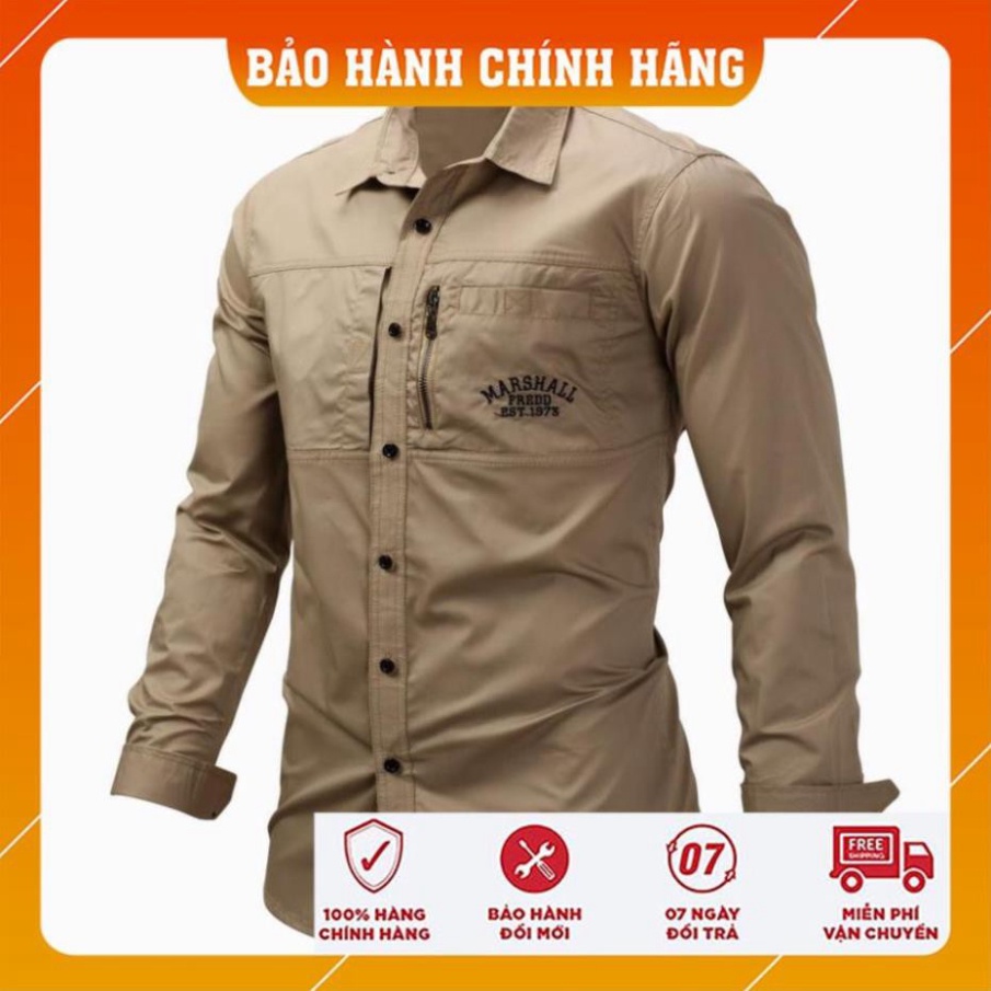 Áo sơ mi tay dài phối dây kéo thời trang cá tính cho nam