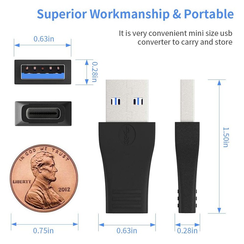 3pcs Usb 3.1 Type C Female To Usb 3.0 Type-A Male Converter | BigBuy360 - bigbuy360.vn