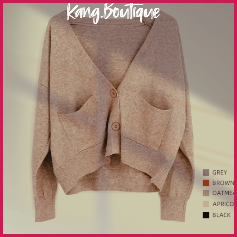 Áo Cardigan Len Quảng Châu Siêu Mịn Áo Khoác Len FORM RỘNG 2 cúc Phong Cách Ulzzang Hàn Quốc Kang Boutique Mã AL009