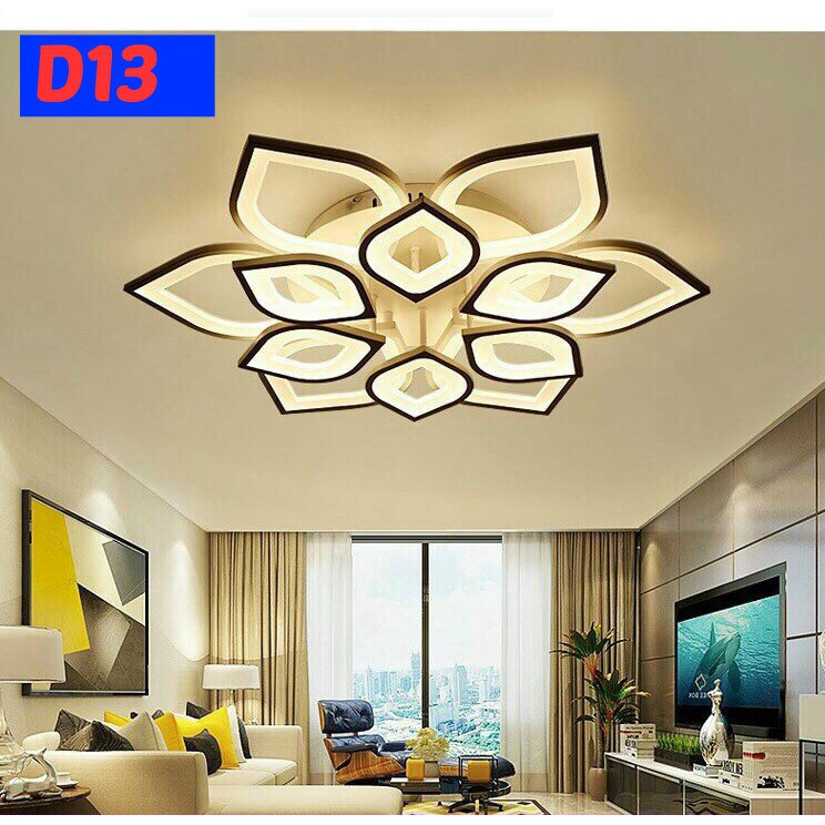 Đèn ốp trần phòng khách, đèn LED D-13, có điều khiển từ xa, 3 chế độ sáng riêng biệt