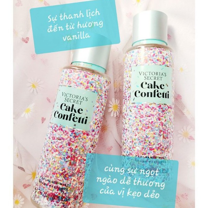 Xịt thơm toàn thân Victoria's Secret, xịt thơm body mist Cake Confetti 250ml