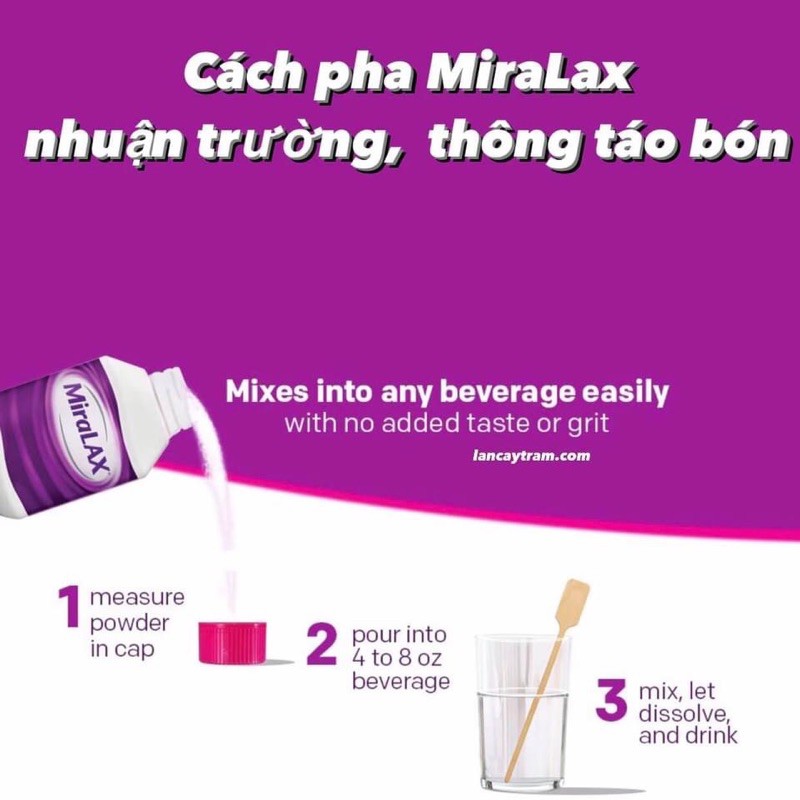 Bột uống hỗ trợ giảm táo bón MiraLax Mỹ hộp 574gr