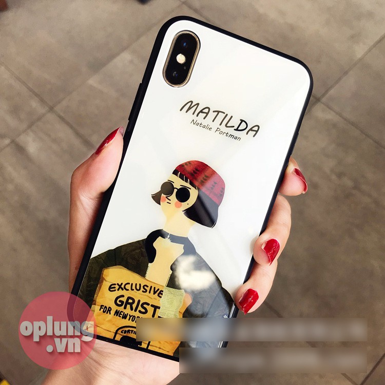 Ốp iphone - ốp lưng kính hình Matilda và Leon cho iphone 6 đến 13 promax k278
