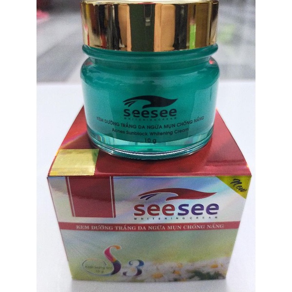 Seesee kem dưỡng trắng da ngừa mụn chống nắng S3 hộp  hoa sen