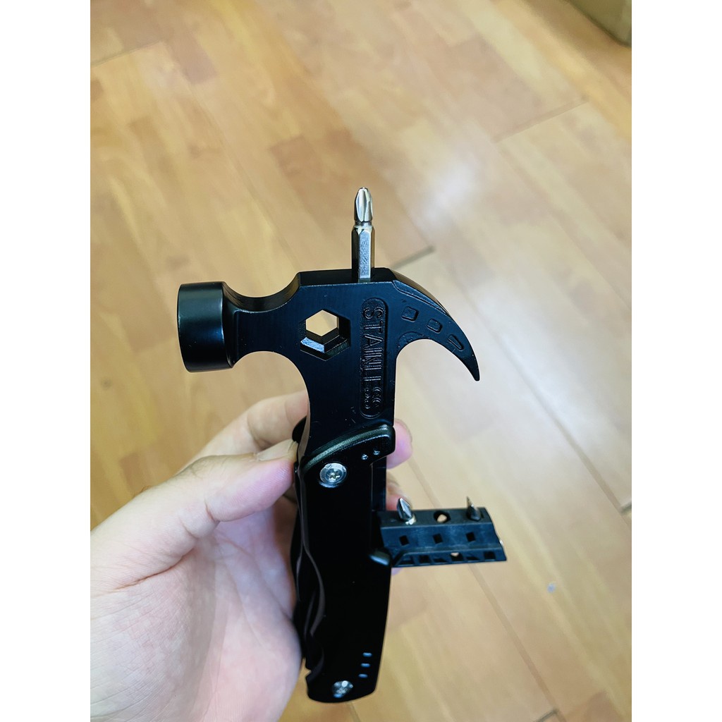 Búa đa năng gấp gọn 13 trong 1 tiện ích sử dụng trong gia đình, đi dã ngoại- Kìm phượt, sinh tồn