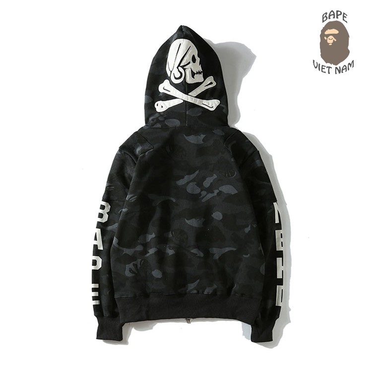 Jacket Bape Shark x NBHD Camo Black fullzip , Áo Hoodie Bape Cá Ngáo