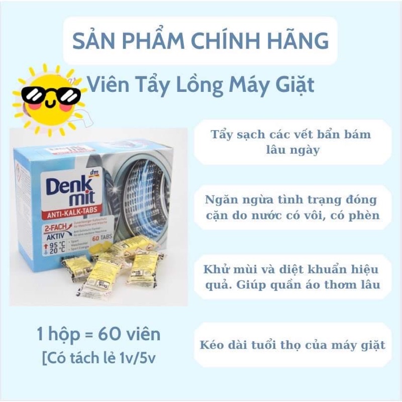 Viên vệ sinh lồng máy giặt Denkmit lẻ 1 viên