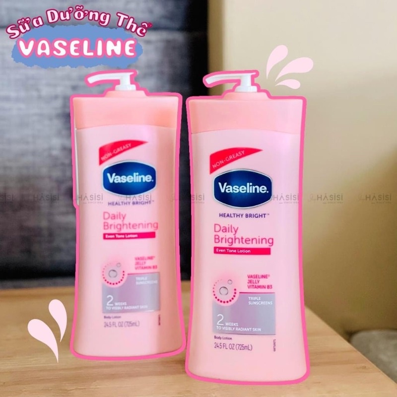 Sữa dưỡng thể Vaseline Healthy White UV Lightening Body Lotion 725ml giúp dưỡng trắng dưỡng ẩm Laika