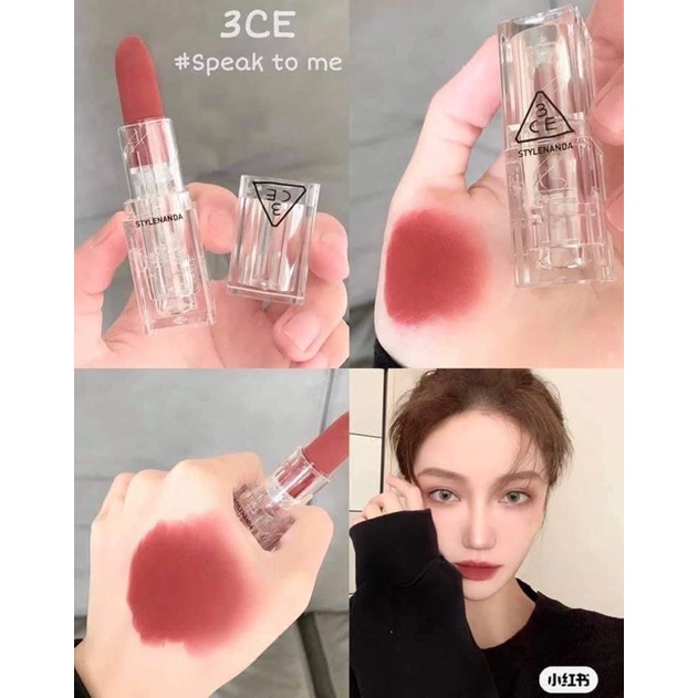 Son 3CE soft matte lipstick màu Chill move - Speak to me-Giving pleasure