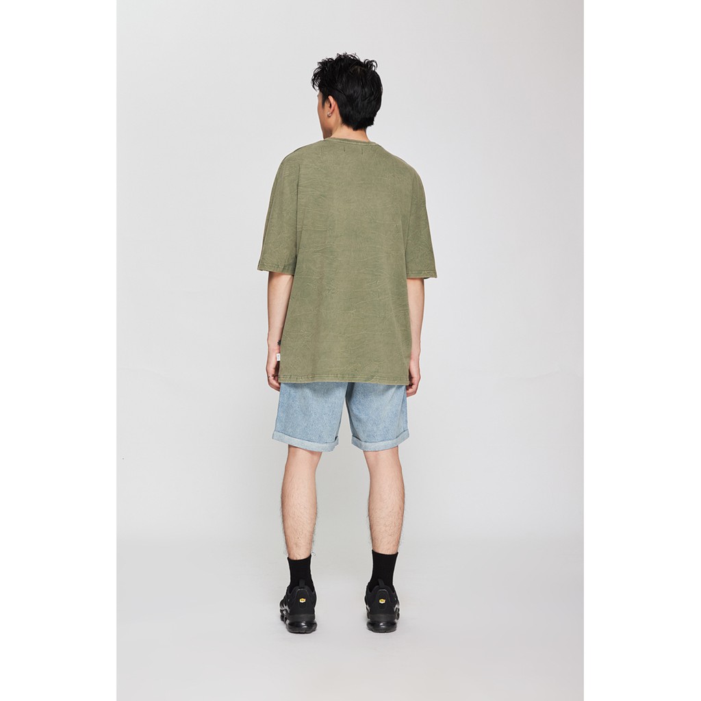 Áo Thun BOO Nam Oversize Dáng Rộng 100%Cotton Vải Xước Cổ Điển In Hình "Vân Tay"