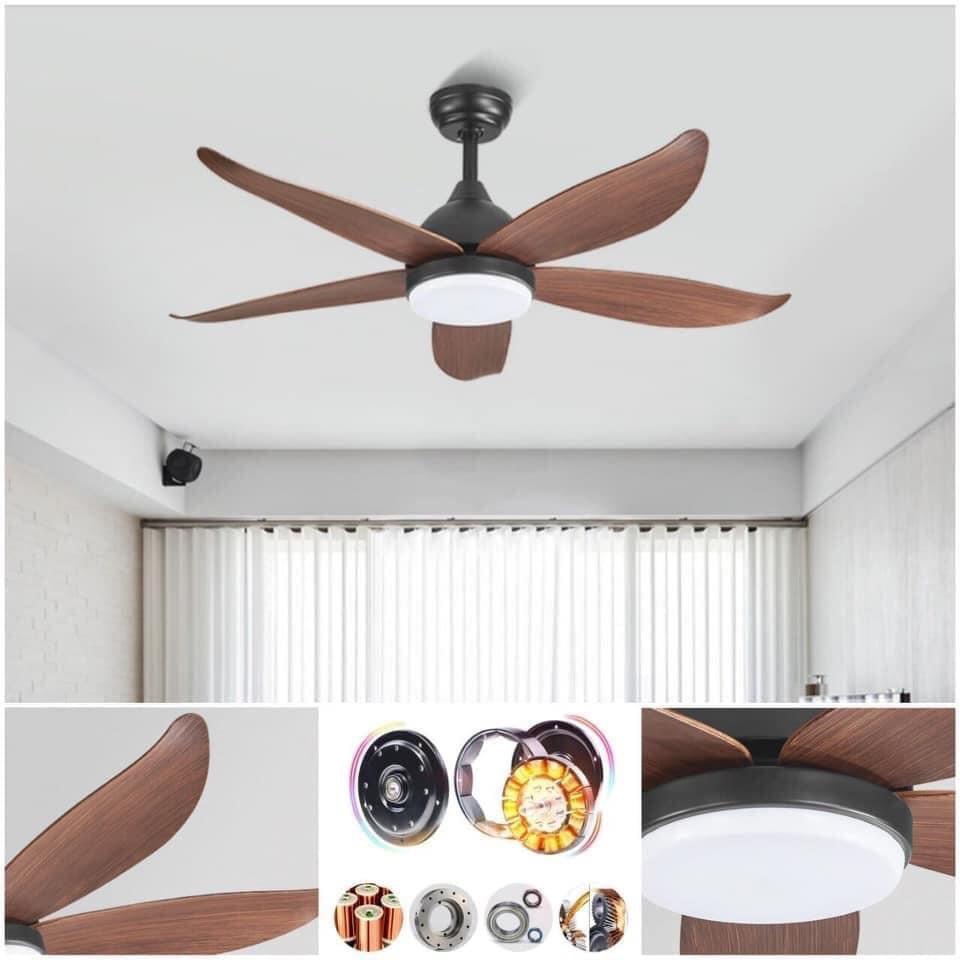 Quạt trần đèn trang trí 6 tốc độ gió,có đảo chiều,sải 1,22m điều khiển từ xa,có hẹn giờ
