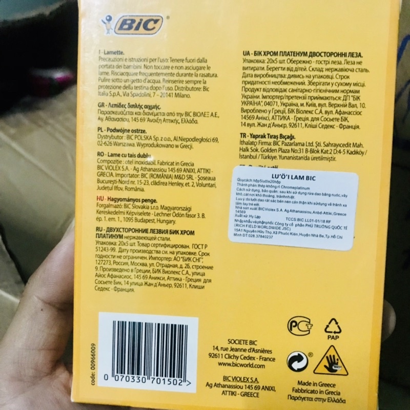 Lưỡi Lam Bic  SIÊU BÉN