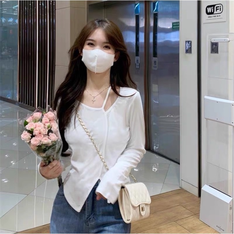 Áo thun dài tay lệch tà đi học đi chơi order 12 ngày