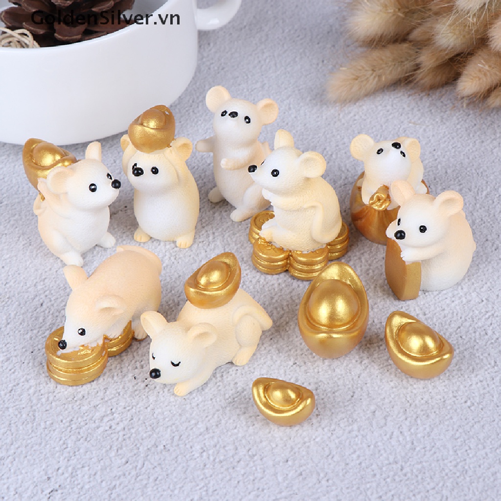 Mô Hình Chú Chuột Vàng Thu Nhỏ Dễ Thương Trang Trí Sân Vườn 2020